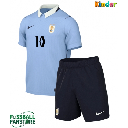 Uruguay Giorgian de Arrascaeta #10 Replik Heimtrikot Kinder WM 2026 Kurzarm (+ Kurze Hosen)